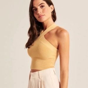 Abercrombie yellow knit halter top